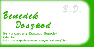 benedek doszpod business card